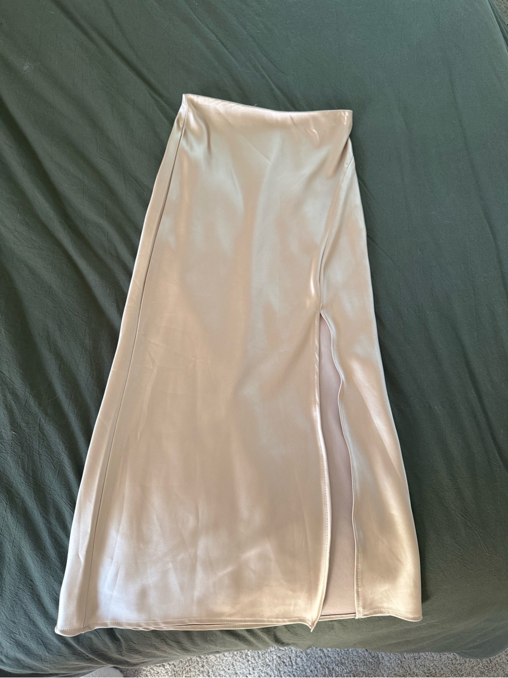 Windsor Satin Midi Skirt in Pale Blush with Side Slit